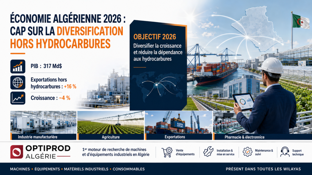 Article cap sur la diversification hors hydrocarbures en 2026 OPTIPROD Algérie
