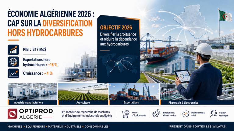 Article cap sur la diversification hors hydrocarbures en 2026 OPTIPROD Algérie