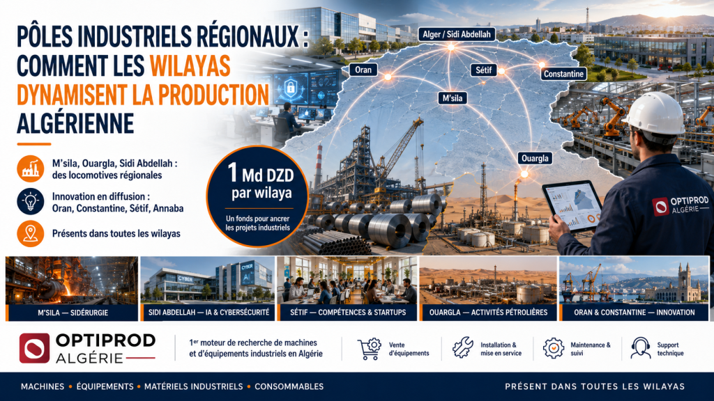 Pôles industriels et wilayas en Algérie