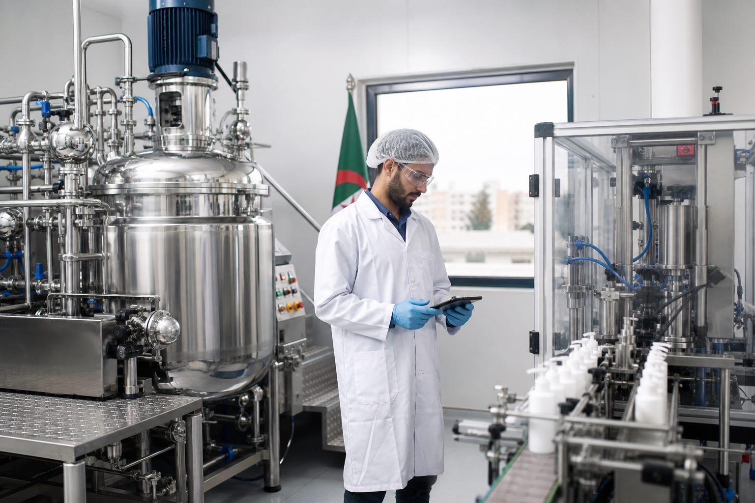Installation de production cosmétique et contrôle des équipements