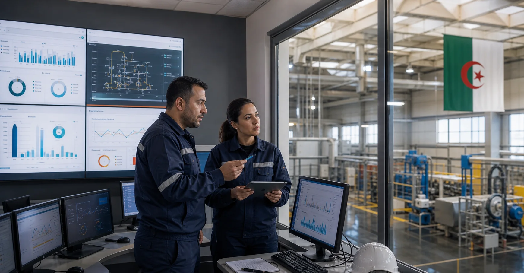 Responsables industriels analysant les données d’une unité de production