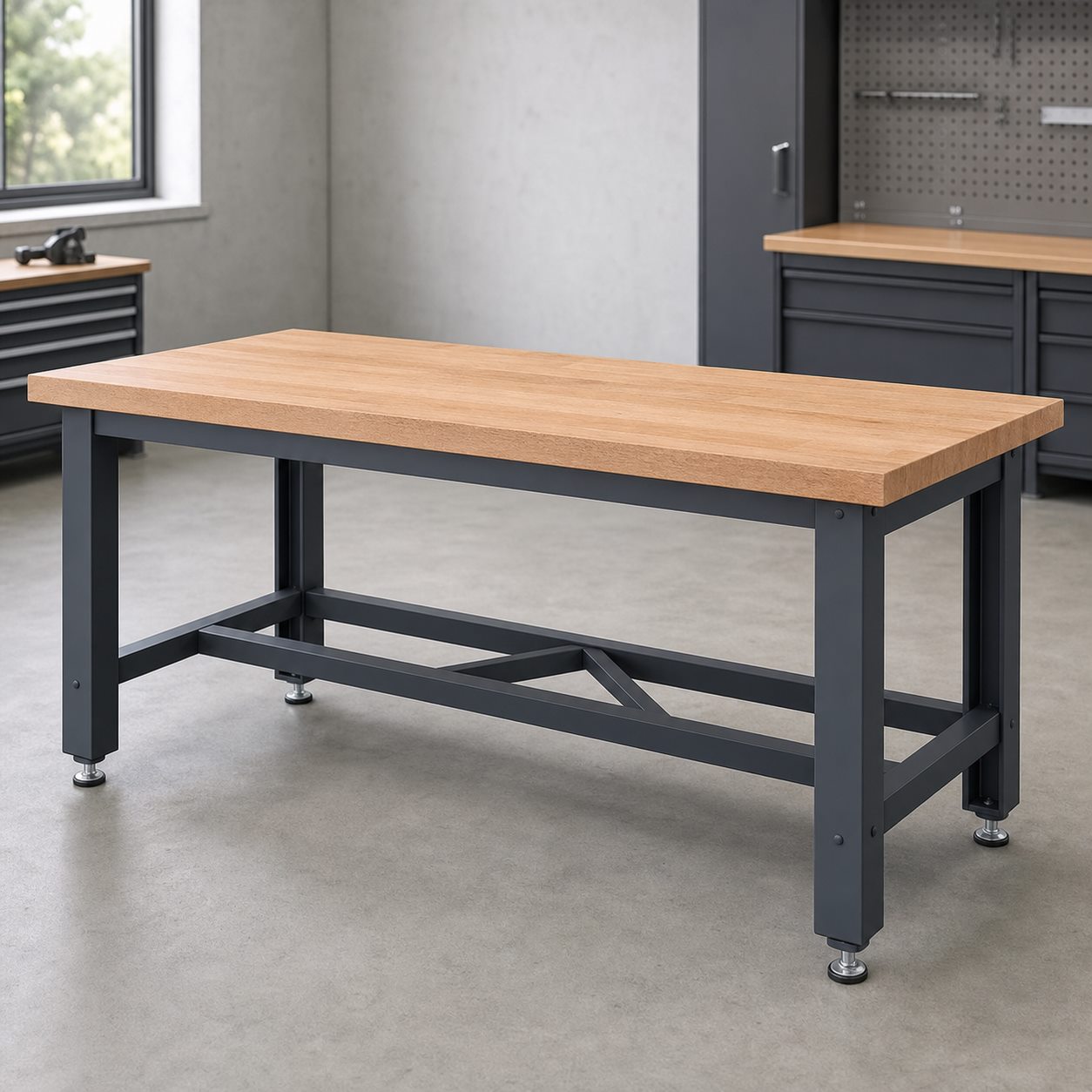 Etabli atelier renforce 2 m plateau hetre